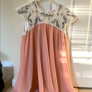 Altar’d State Pink and White Silk Sequin Dress